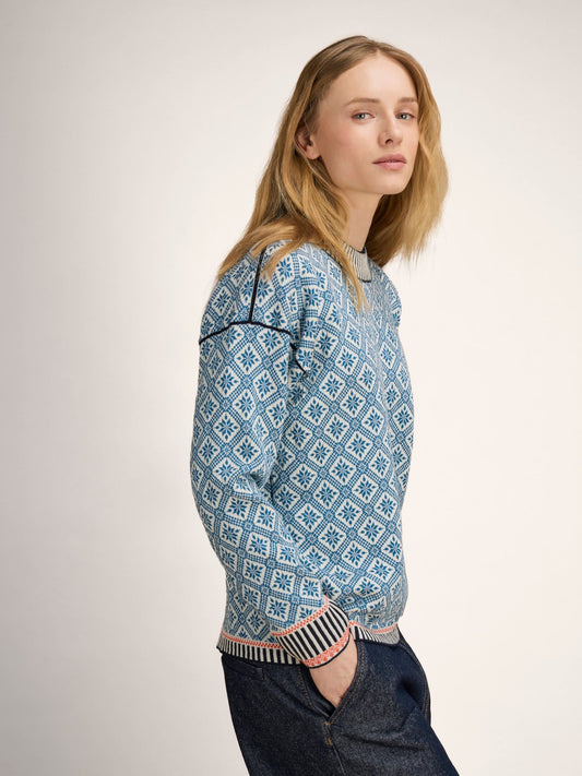 Dale of Norway Women Langøy Fem Sweater Arctic Blue Offwhite