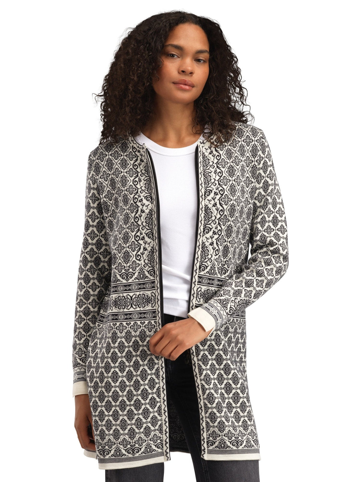 Dale of Norway Women Ingeborg Fem Jacket Offwhite Black Gravuvig Smoke