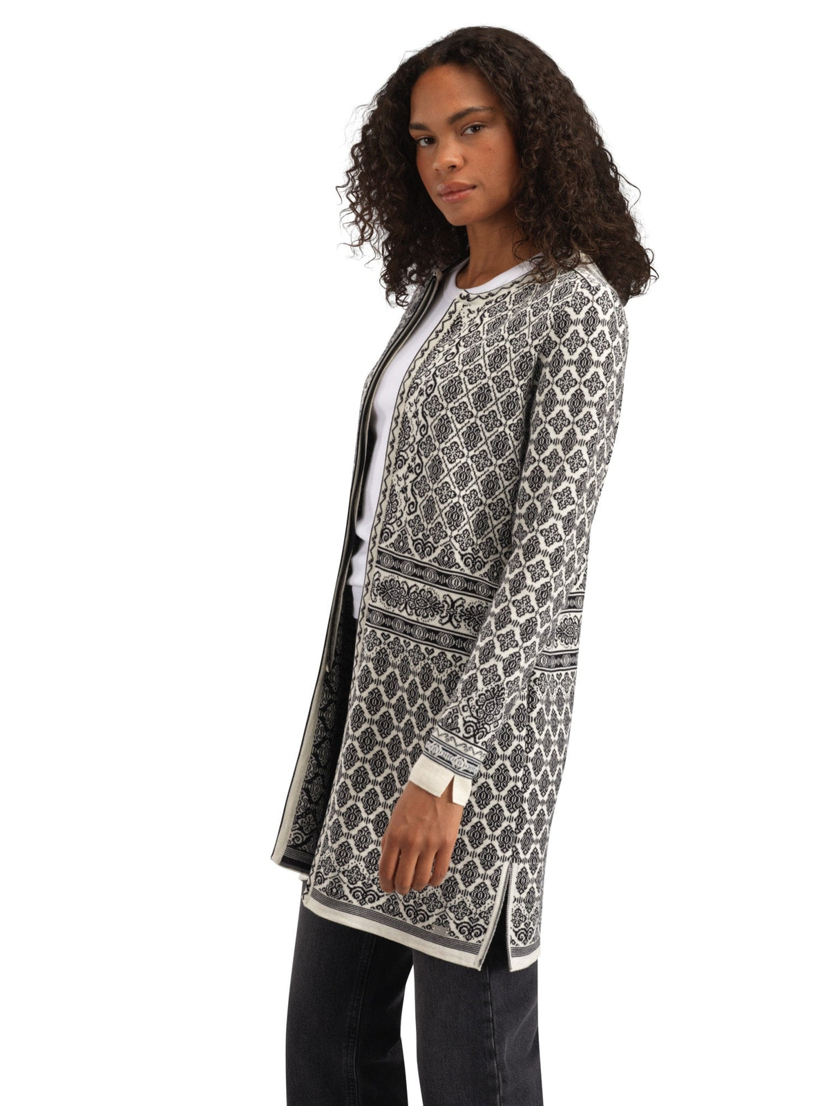 Dale of Norway Women Ingeborg Fem Jacket Offwhite Black Gravuvig Smoke