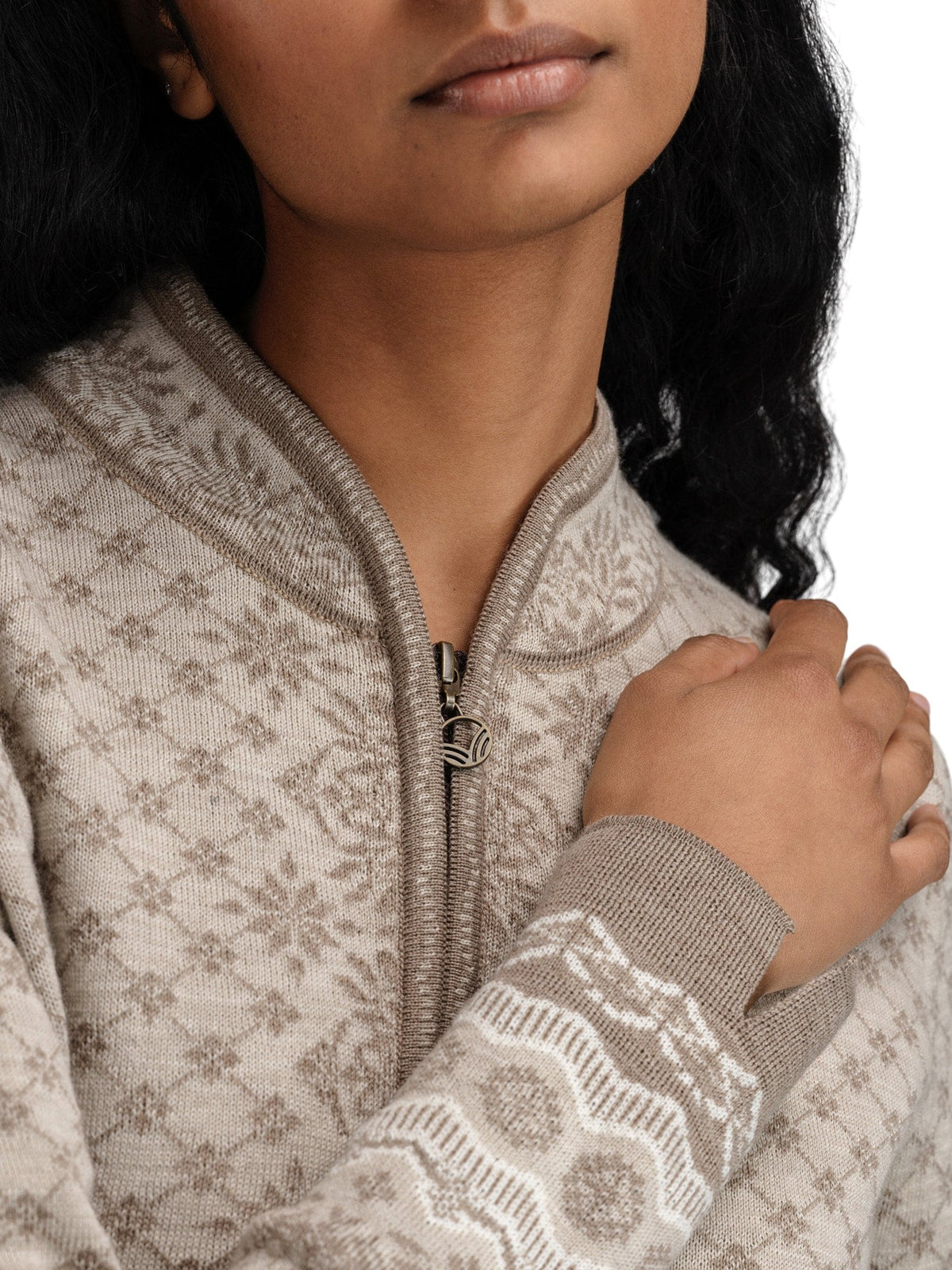 Dale of Norway Women Solfrid Fem Jacket Mountainstone Sand Offwhite