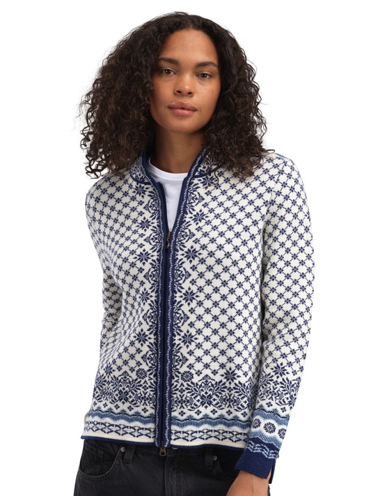 Dale of Norway Women Solfrid Women’s Jacket - Merino Wool OFFWHITE ELECTRICSTORM NAVY