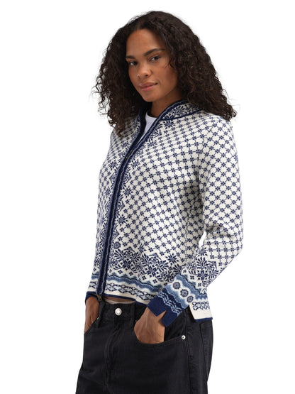 Dale of Norway Women Solfrid Women’s Jacket - Merino Wool OFFWHITE ELECTRICSTORM NAVY