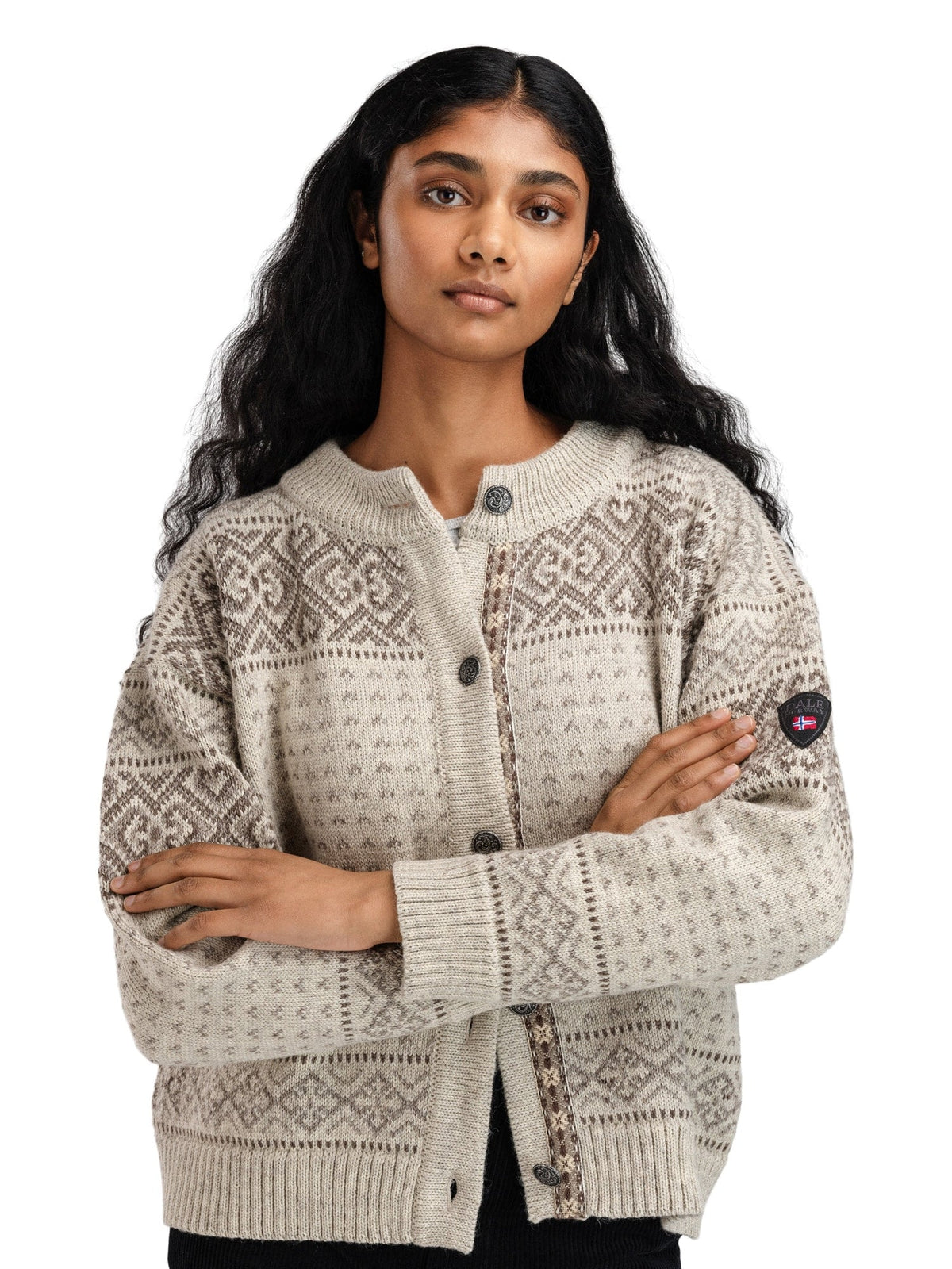 Dale of Norway Women Hannah Fem. Cardigan Birch Vanillasugar Nutmeg