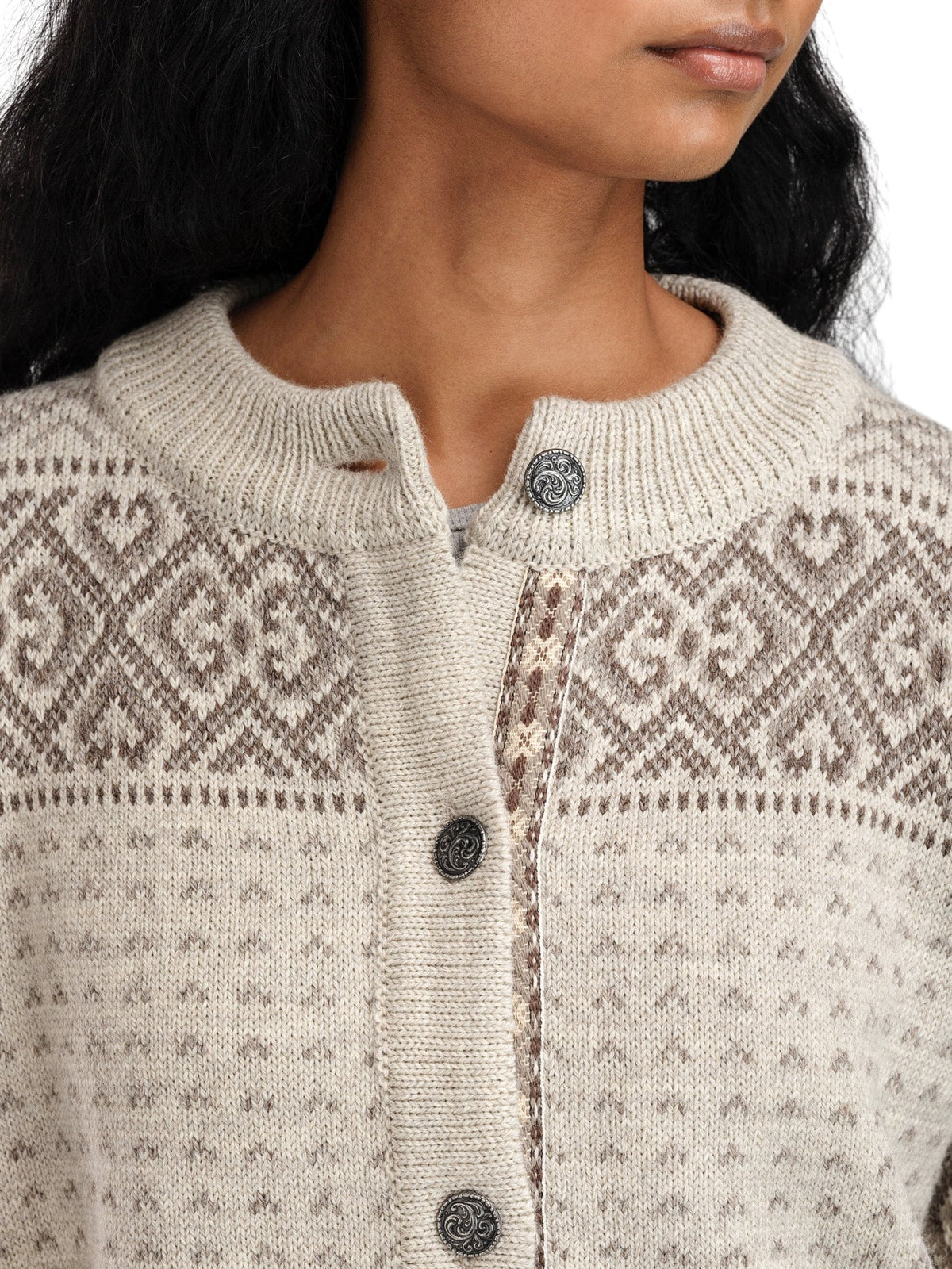 Dale of Norway Women Hannah Fem. Cardigan Birch Vanillasugar Nutmeg