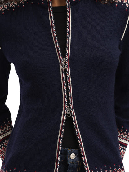 Dale of Norway Women 140th Anniversary Women’s Wool Jacket  NAVY RED ROSE OFF WHITE