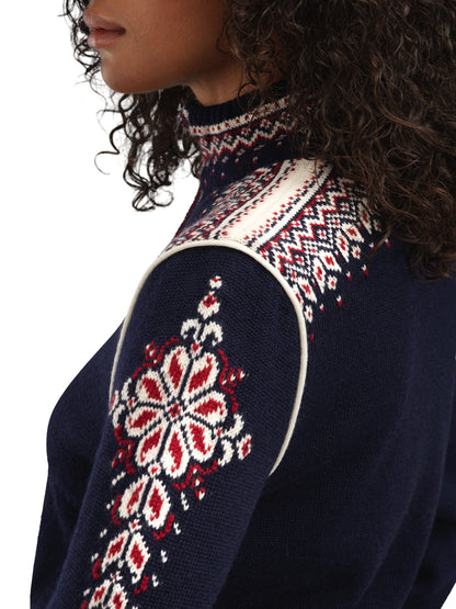 Dale of Norway Women 140th Anniversary Women’s Wool Jacket  NAVY RED ROSE OFF WHITE
