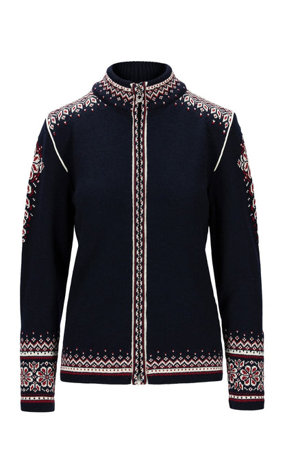 Dale of Norway Women 140th Anniversary Women’s Wool Jacket  NAVY RED ROSE OFF WHITE