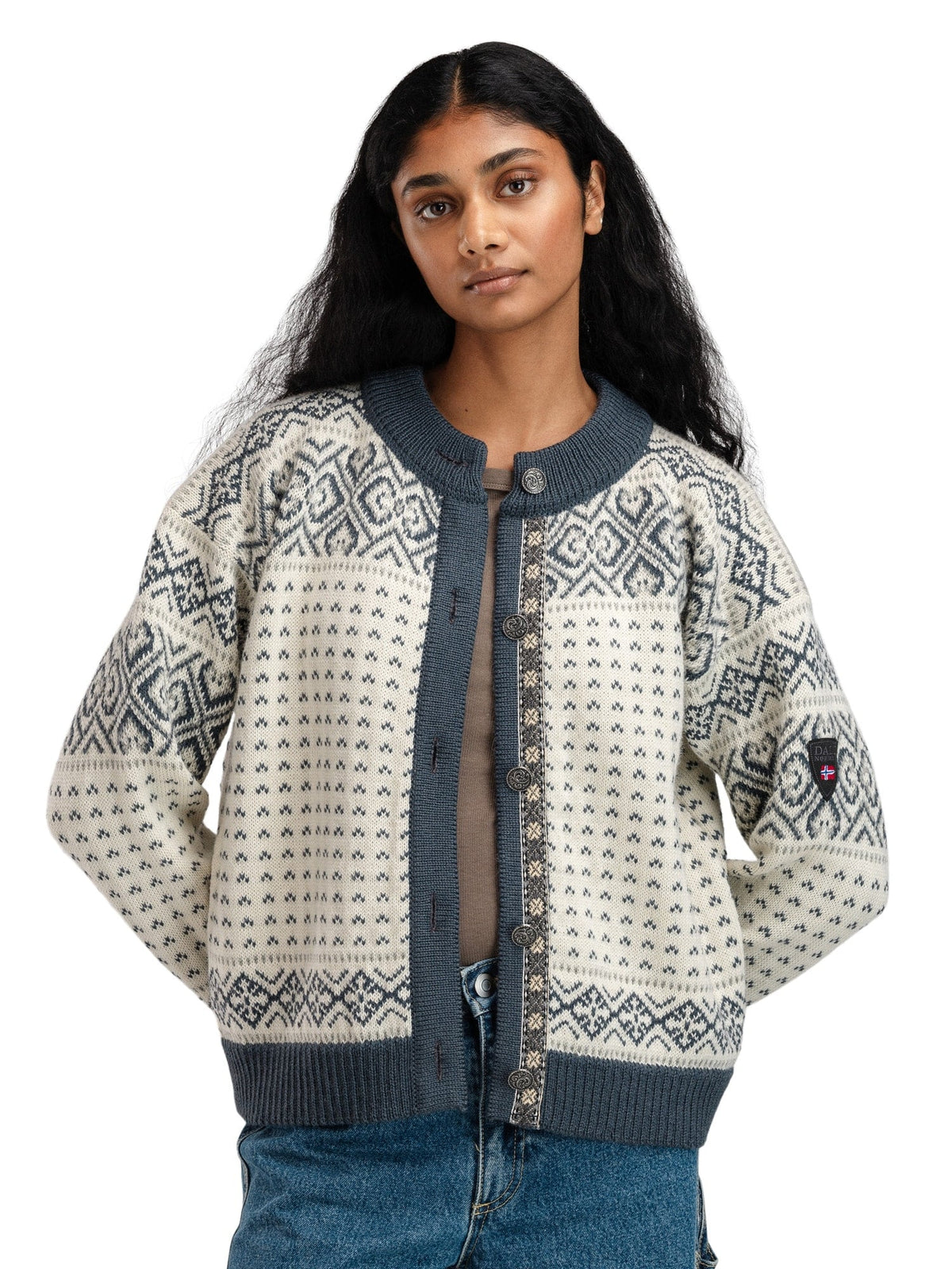 Dale of Norway Women Hannah Fem. Cardigan Offwhite Steel Lightcharcoal