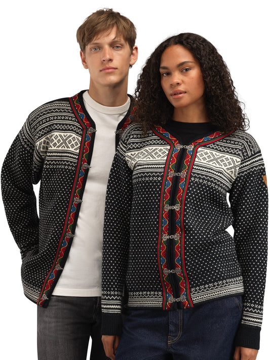 Dale of Norway Women Setesdal Unisex Jacket - Norwegian Wool  BLACK OFFWHITE