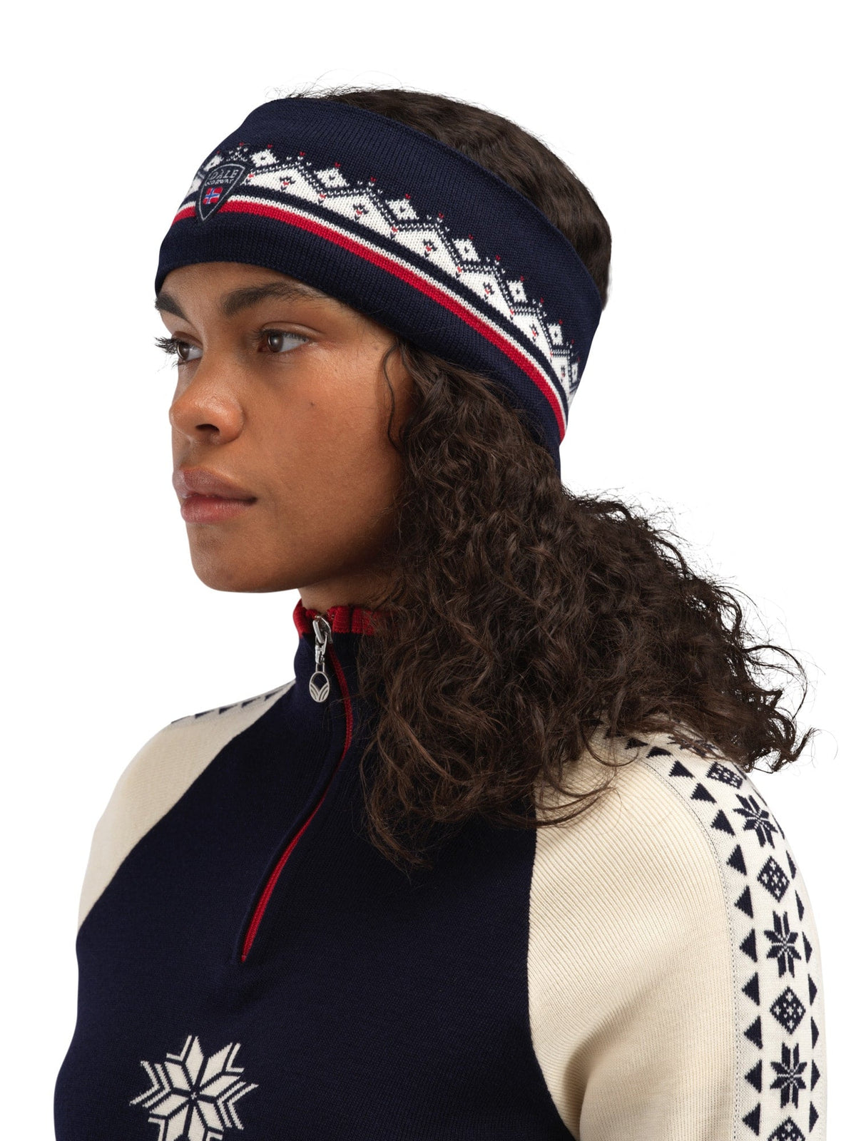 Dale of Norway Women|Men Moritz Headband - Merino Wool Navy Raspberry offwhite