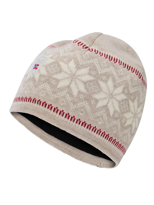 Dale of Norway Women|Men Garmisch Hat Sand Mel. Off White Red Rose
