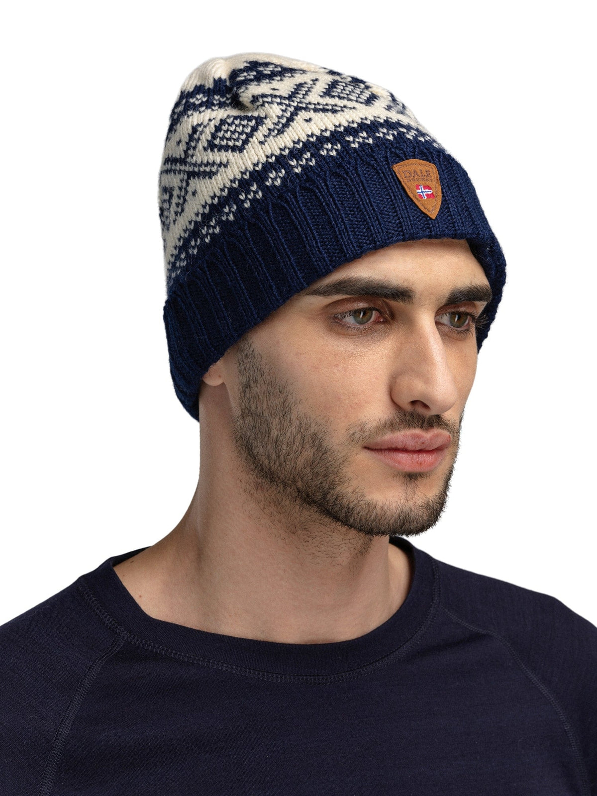 Dale of Norway Women|Men Cortina 1956 Hat - Norwegian Wool Navy White