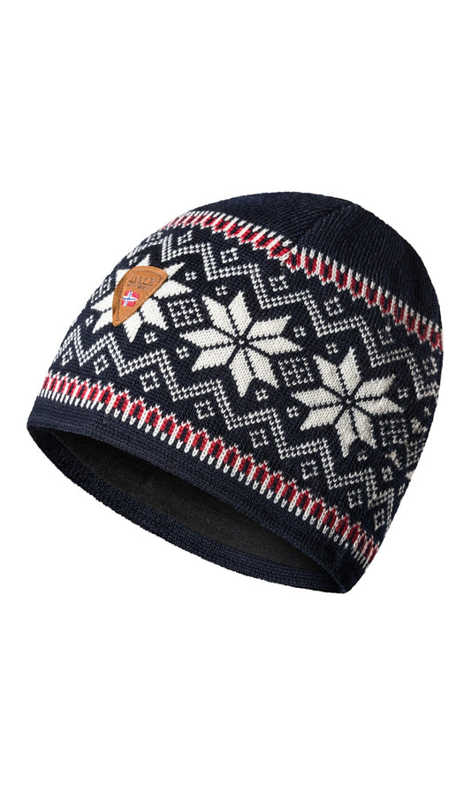 Dale of Norway Women|Men Garmisch Hat - Merino Wool Navy Offwhite Red