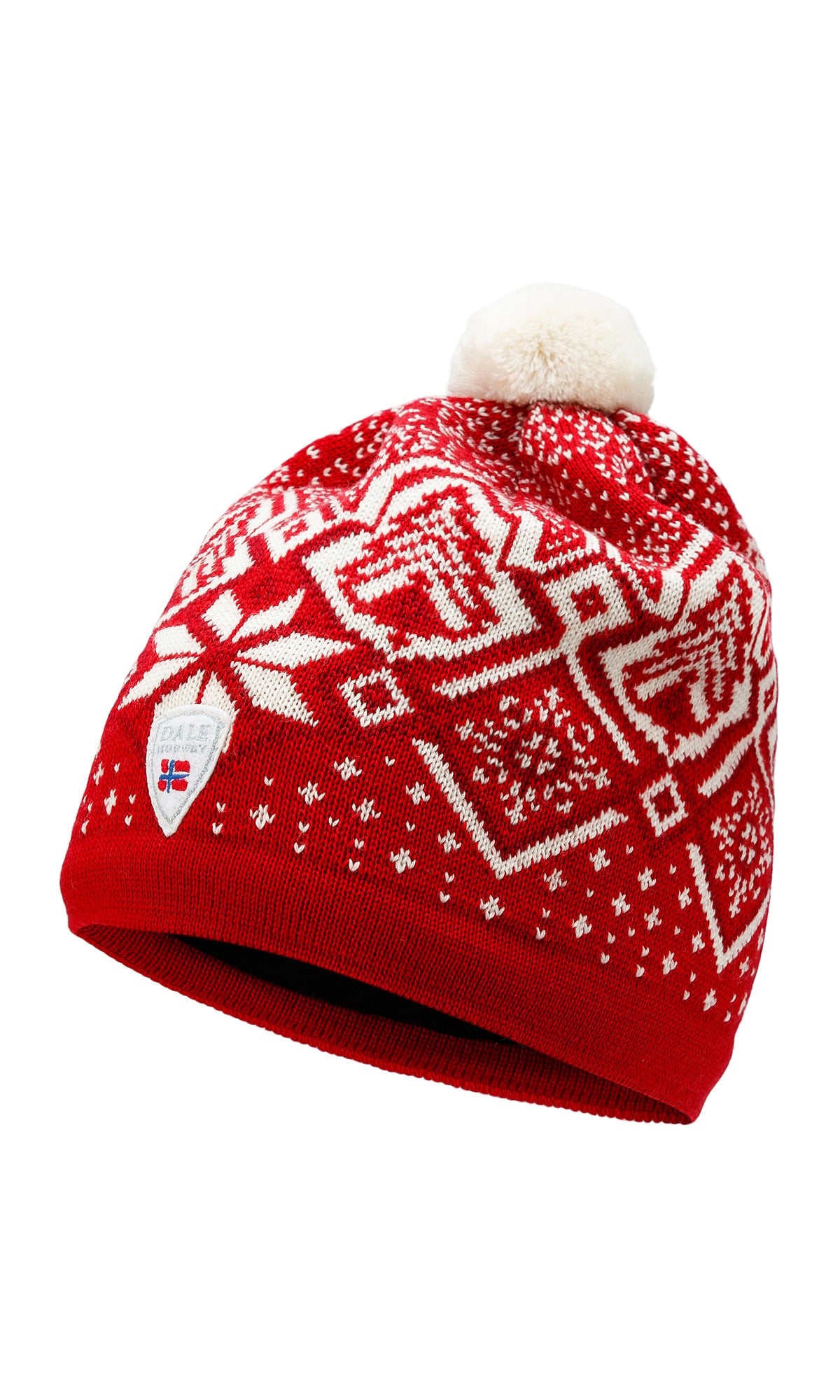 Dale of Norway Women|Men Winterland unisex merino wool hat  Raspberry Offwhite Redrose