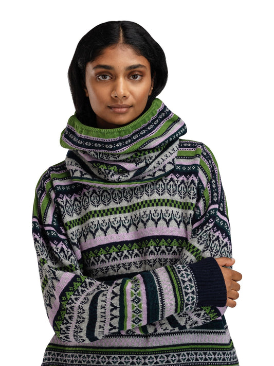 Dale of Norway Women Utsira tubular scarf Marine Pinegreen Lightcharcoal