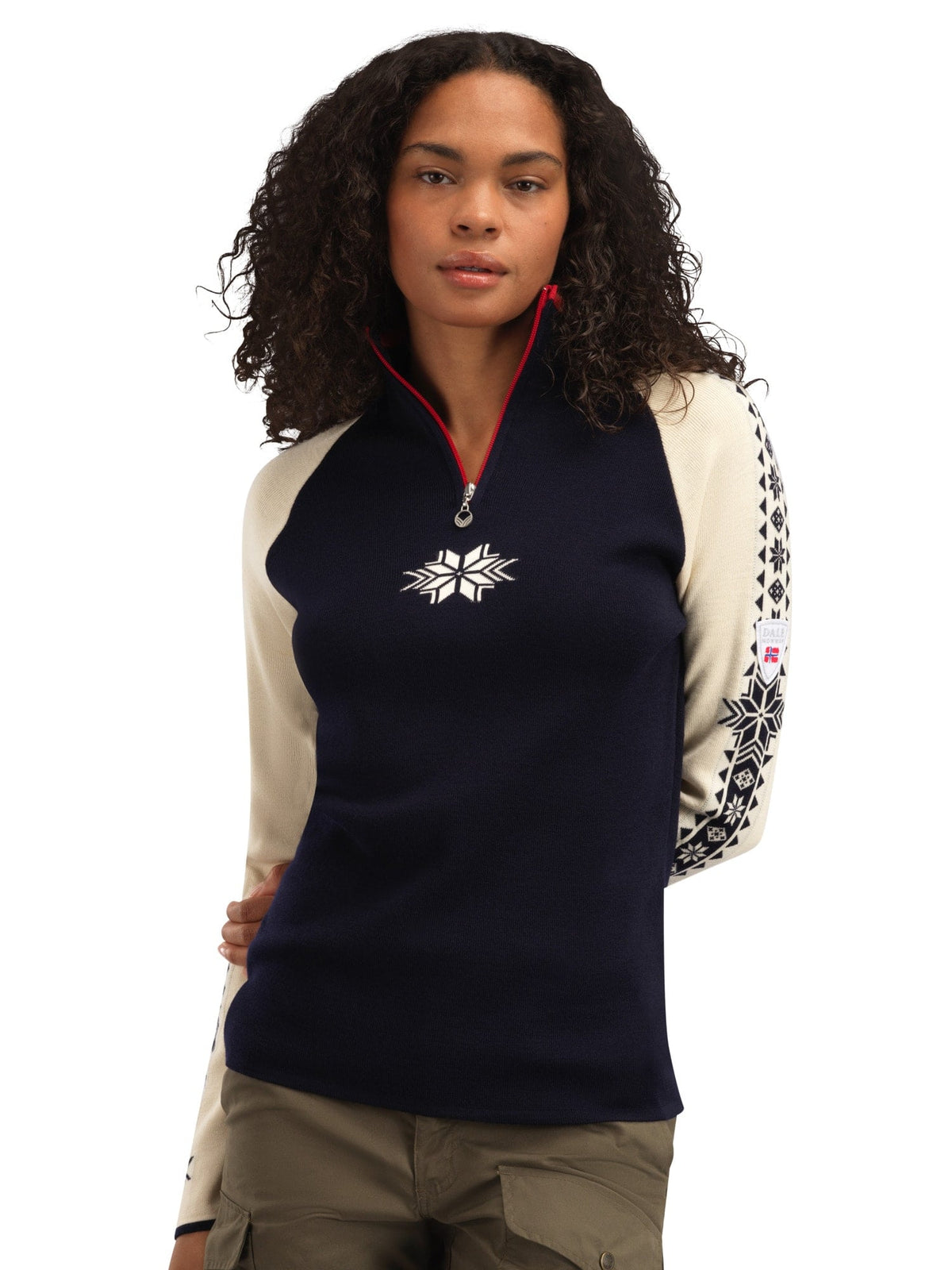 Dale of Norway Women Geilo Fem Sweater Navy Offwhite Raspberry