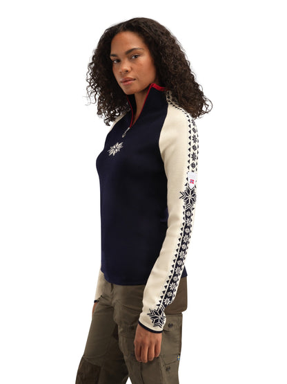 Dale of Norway Women Geilo Fem Sweater Navy Offwhite Raspberry