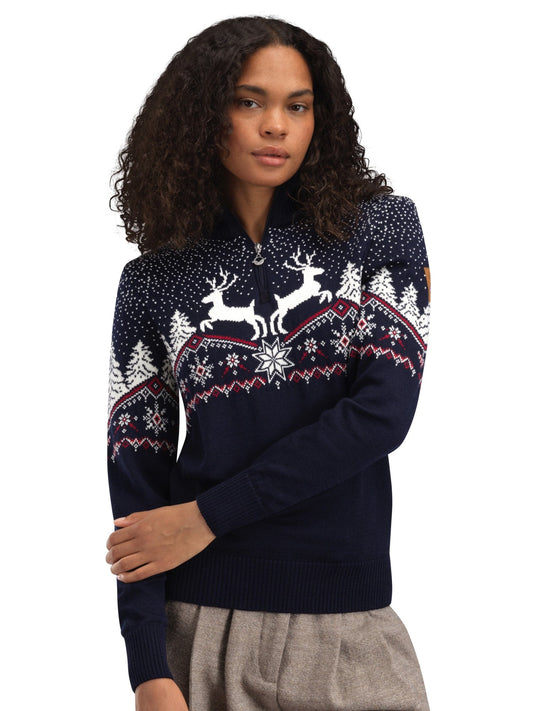 Dale of Norway Women Dale Christmas Fem Sweater Navy Offwhite Redrose