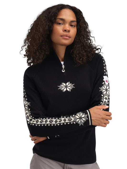 Dale of Norway Women Geilo Women’s Sweater - Merino Wool BLACK OFFWHITE