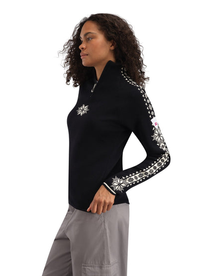 Dale of Norway Women Geilo Women’s Sweater - Merino Wool BLACK OFFWHITE