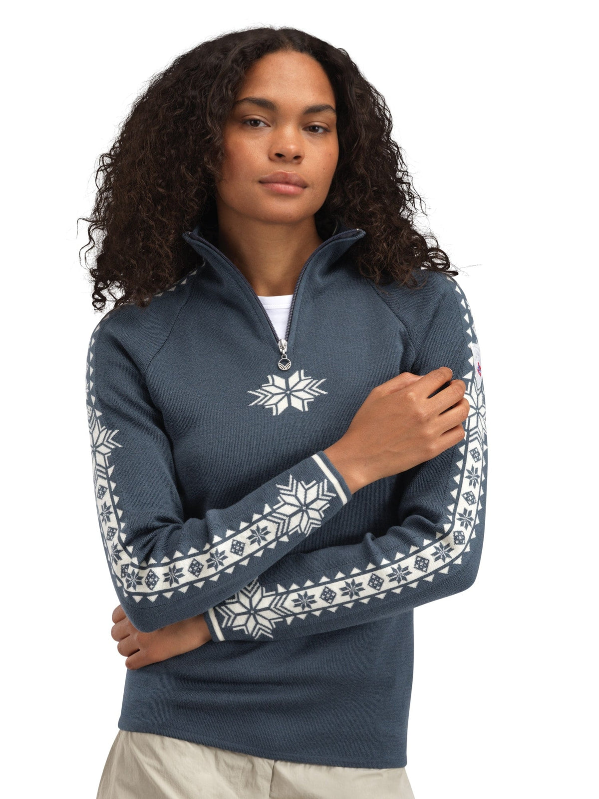 Dale of Norway Women Geilo Fem Sweater Steel Offwhite