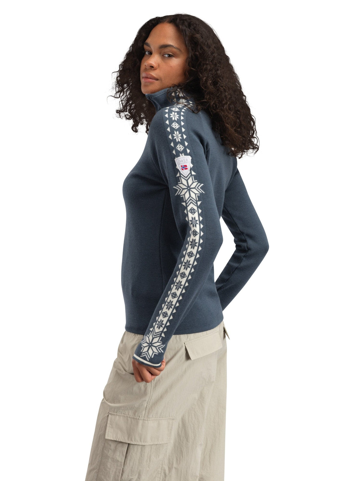 Dale of Norway Women Geilo Fem Sweater Steel Offwhite