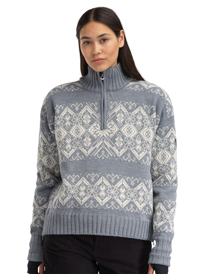 Dale of Norway Women Roset Windproof Women's Sweater Blue Mel. Off White
