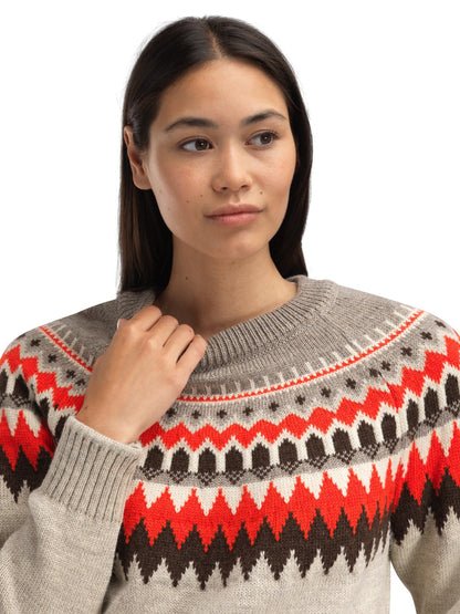 Dale of Norway Women Losna Women's Sweater Birch Melange Coffee Roth Red