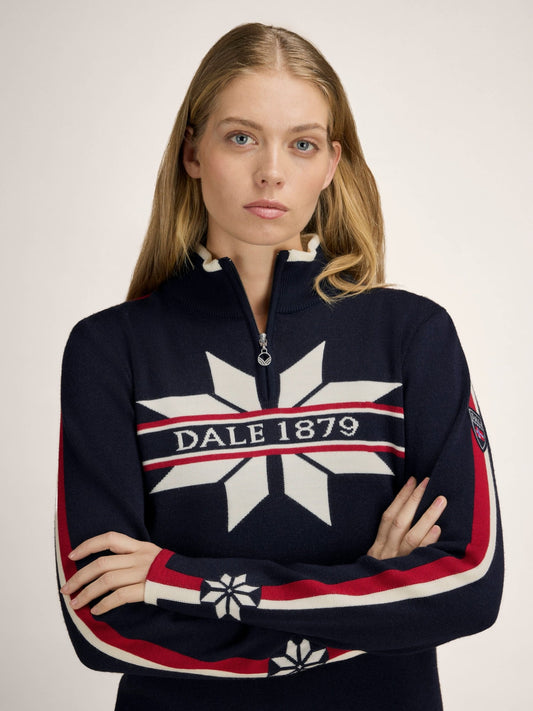 Dale of Norway Women Nåle Feminine Sweater Navy Offwhite Red Rose