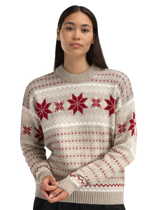 Dale of Norway Women Egersund Women's Sweater Sand Mel. Off White Red Rose