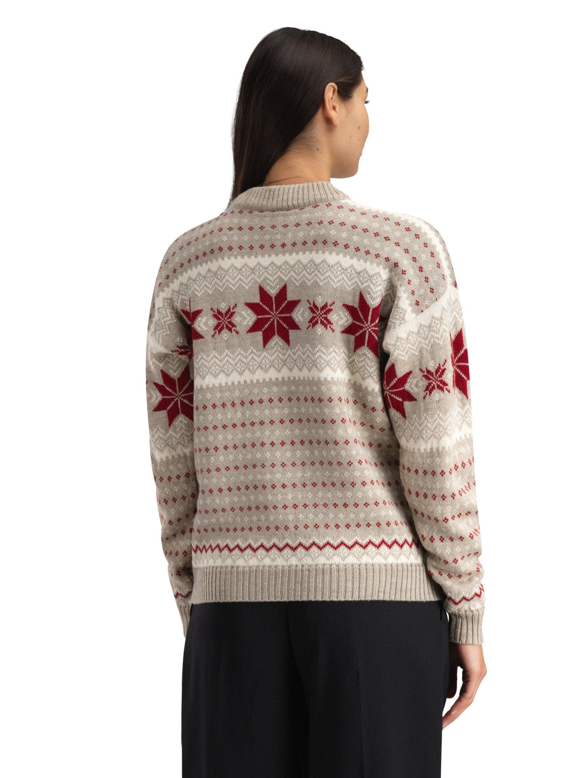 Dale of Norway Women Egersund Women's Sweater Sand Mel. Off White Red Rose