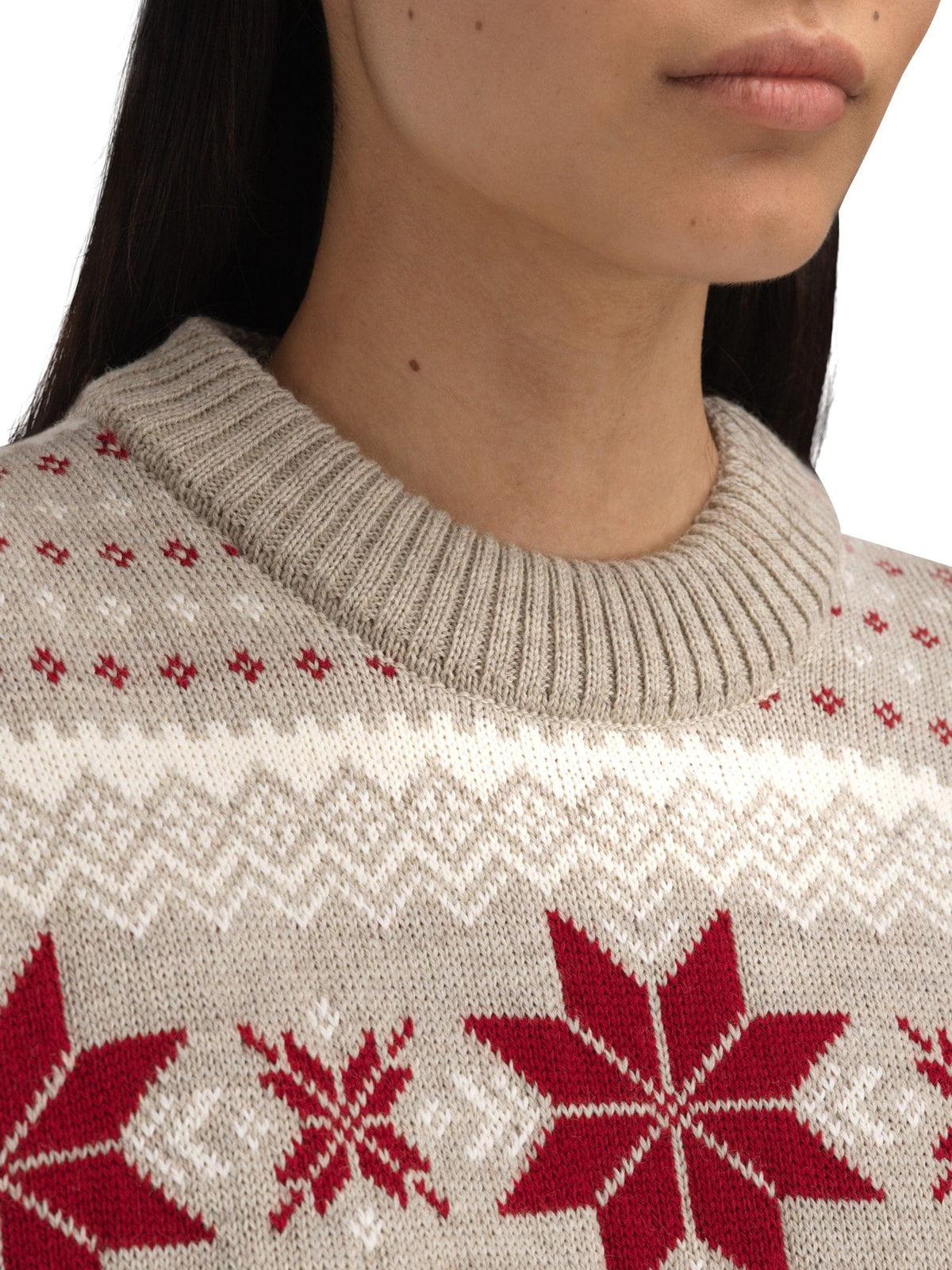 Dale of Norway Women Egersund Women's Sweater Sand Mel. Off White Red Rose