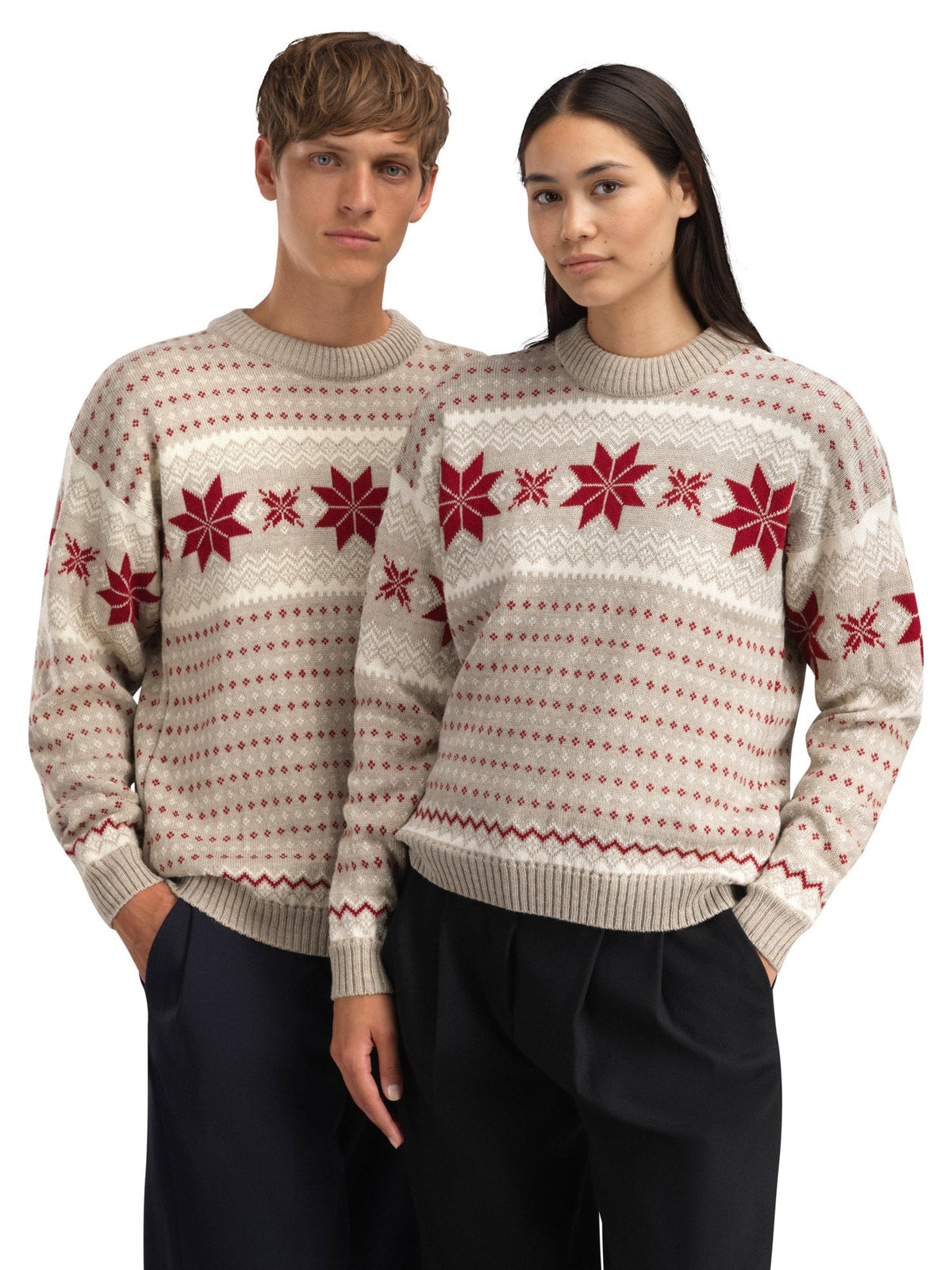 Dale of Norway Women Egersund Women's Sweater Sand Mel. Off White Red Rose