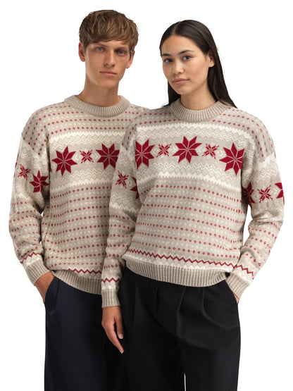 Dale of Norway Women Egersund Women's Sweater Sand Mel. Off White Red Rose