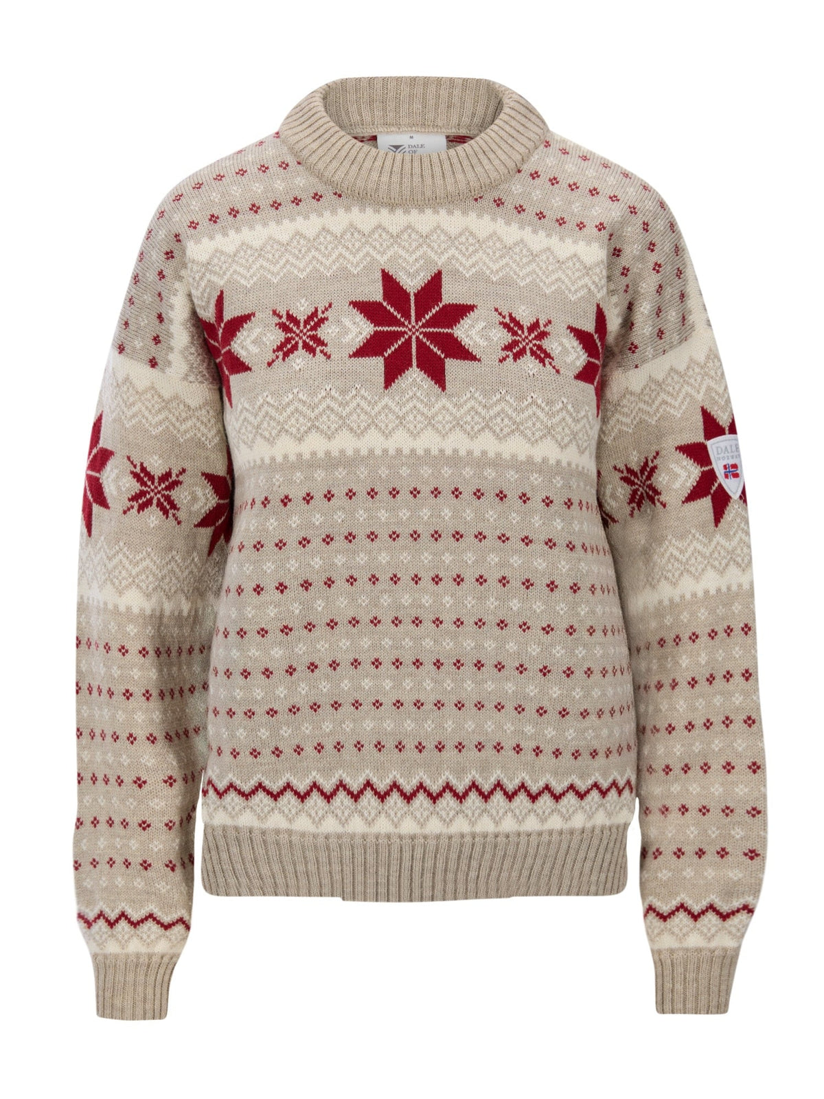 Dale of Norway Women Egersund Women's Sweater Sand Mel. Off White Red Rose