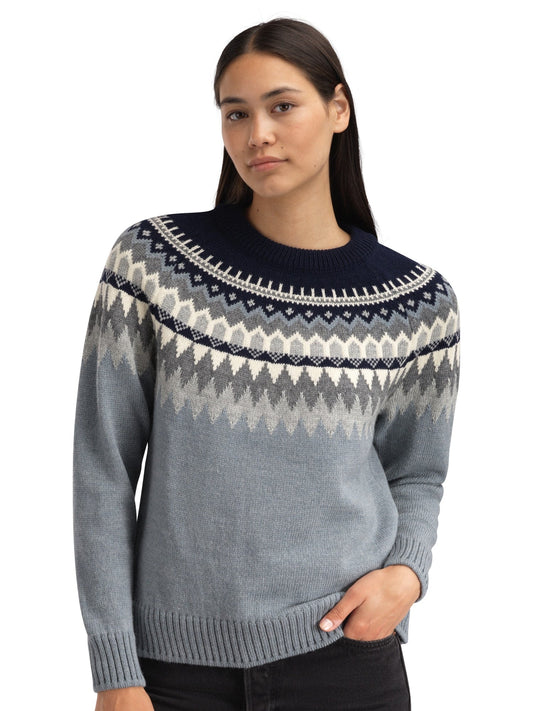 Dale of Norway Women Losna Women's Sweater Mid Blue Melange Light Charcoal Off White