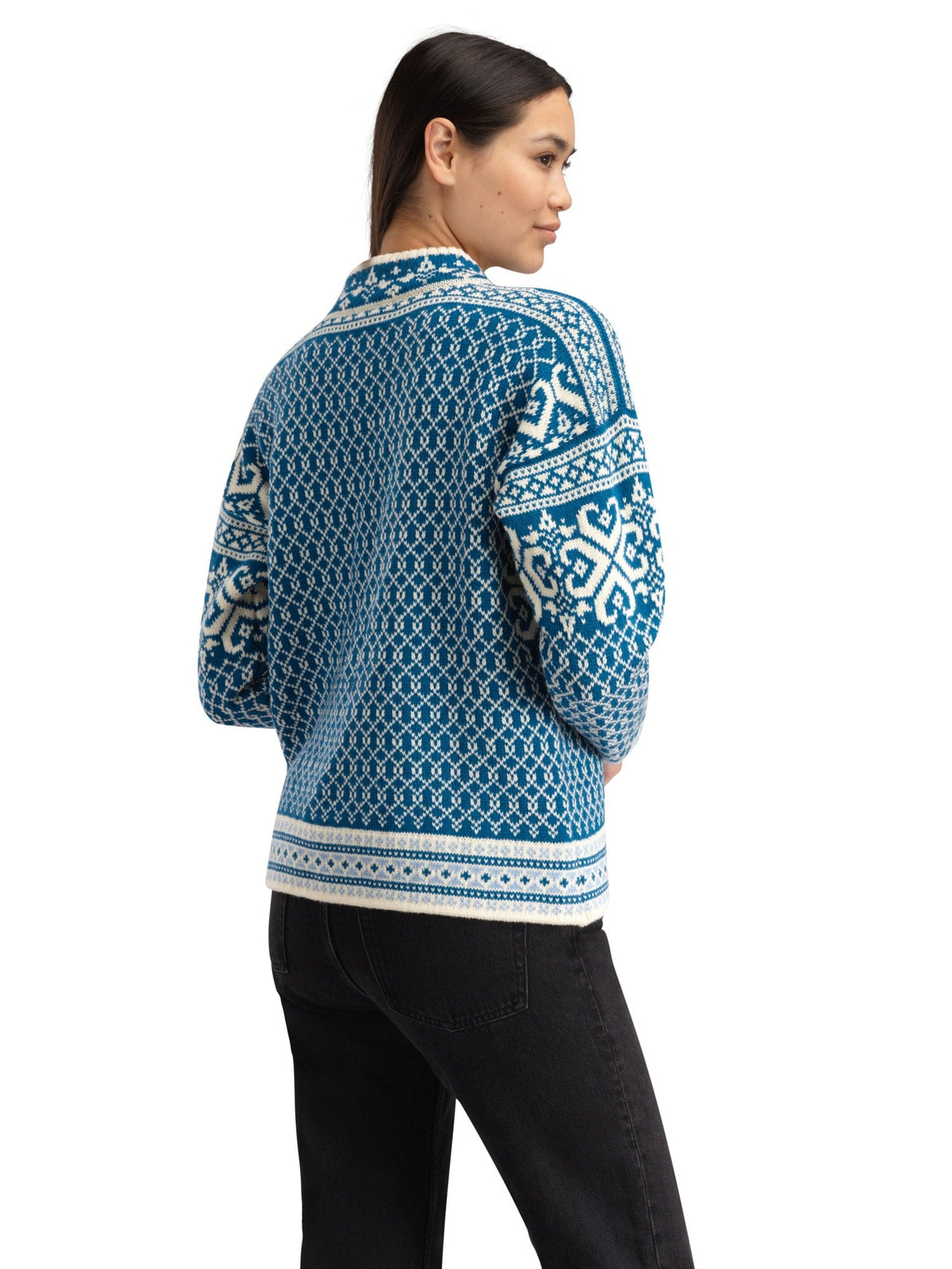 Dale of Norway Women Leknes Women's Sweater Arctic Blue Off White Navy