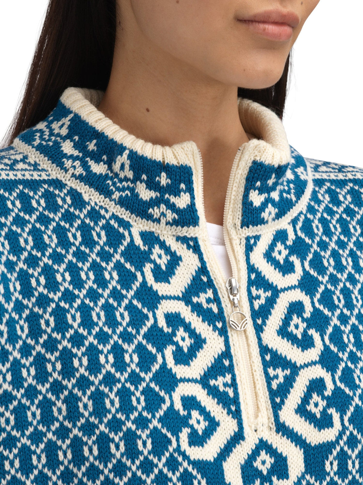 Dale of Norway Women Leknes Women's Sweater Arctic Blue Off White Navy