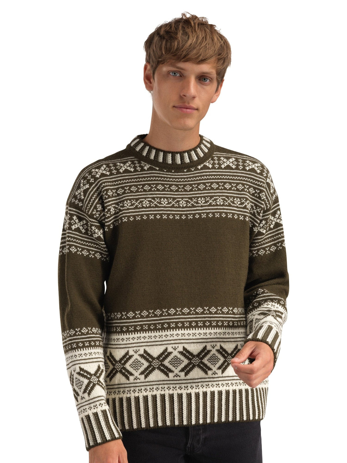 Dale of Norway Men Torridal Men's Sweater Army Green Off White