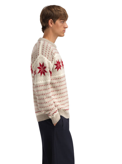 Dale of Norway Men Egersund Men's sweater Sand Mel. Off White Red Rose