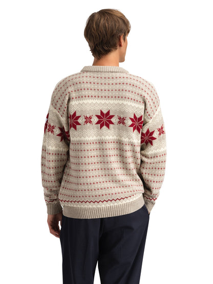 Dale of Norway Men Egersund Men's sweater Sand Mel. Off White Red Rose