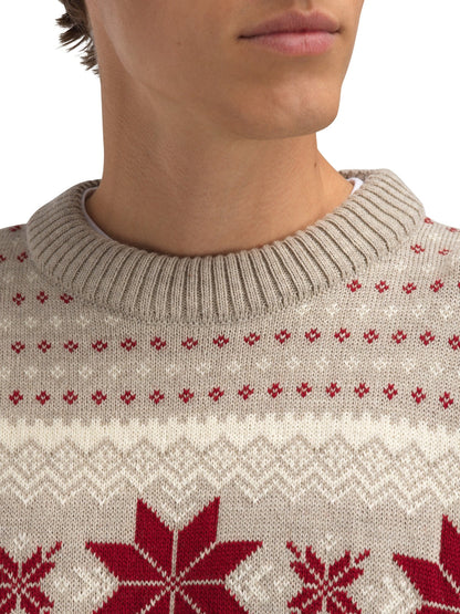 Dale of Norway Men Egersund Men's sweater Sand Mel. Off White Red Rose