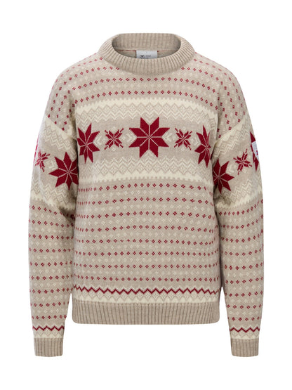 Dale of Norway Men Egersund Men's sweater Sand Mel. Off White Red Rose