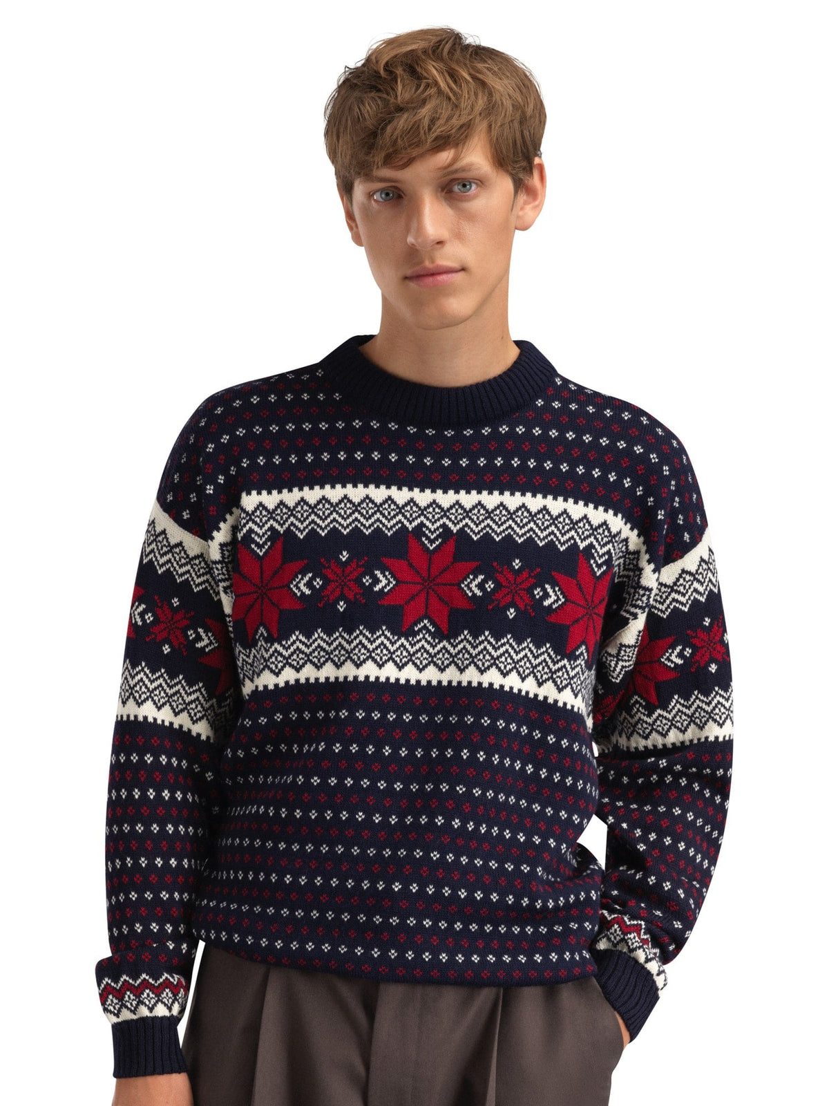 Dale of Norway Men Egersund Men's sweater Navy Off White Red Rose