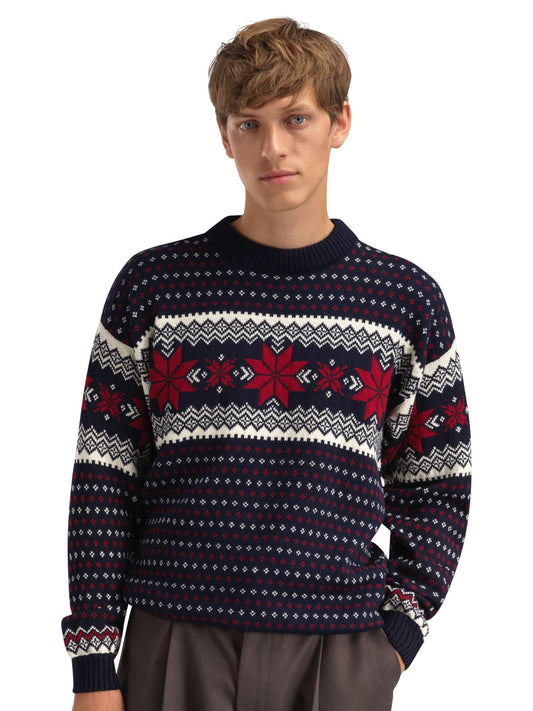 Dale of Norway Men Egersund Men's sweater Navy Off White Red Rose