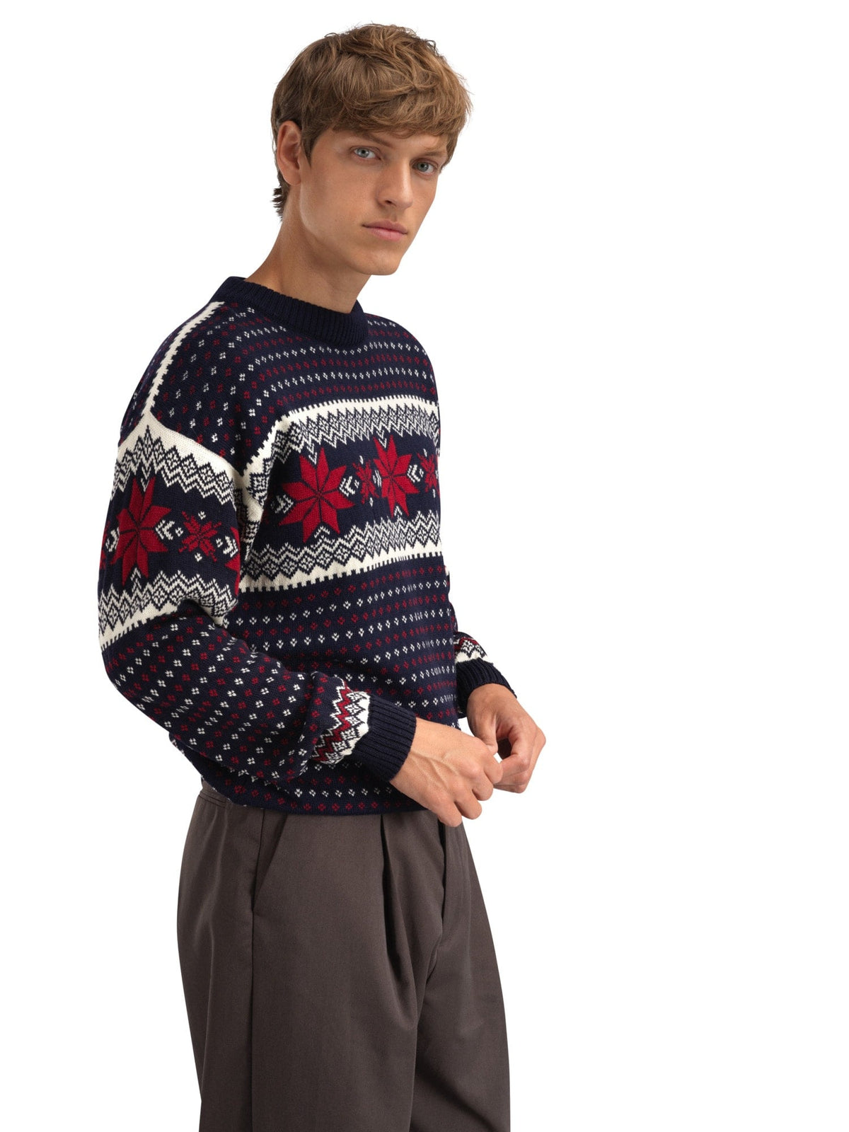 Dale of Norway Men Egersund Men's sweater Navy Off White Red Rose