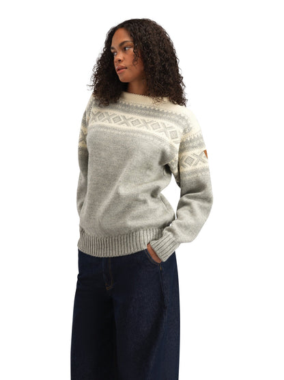 Dale of Norway Men Cortina 1956 Unisex Sweater - Norwegian Wool Light Charcoal Mel Off-white