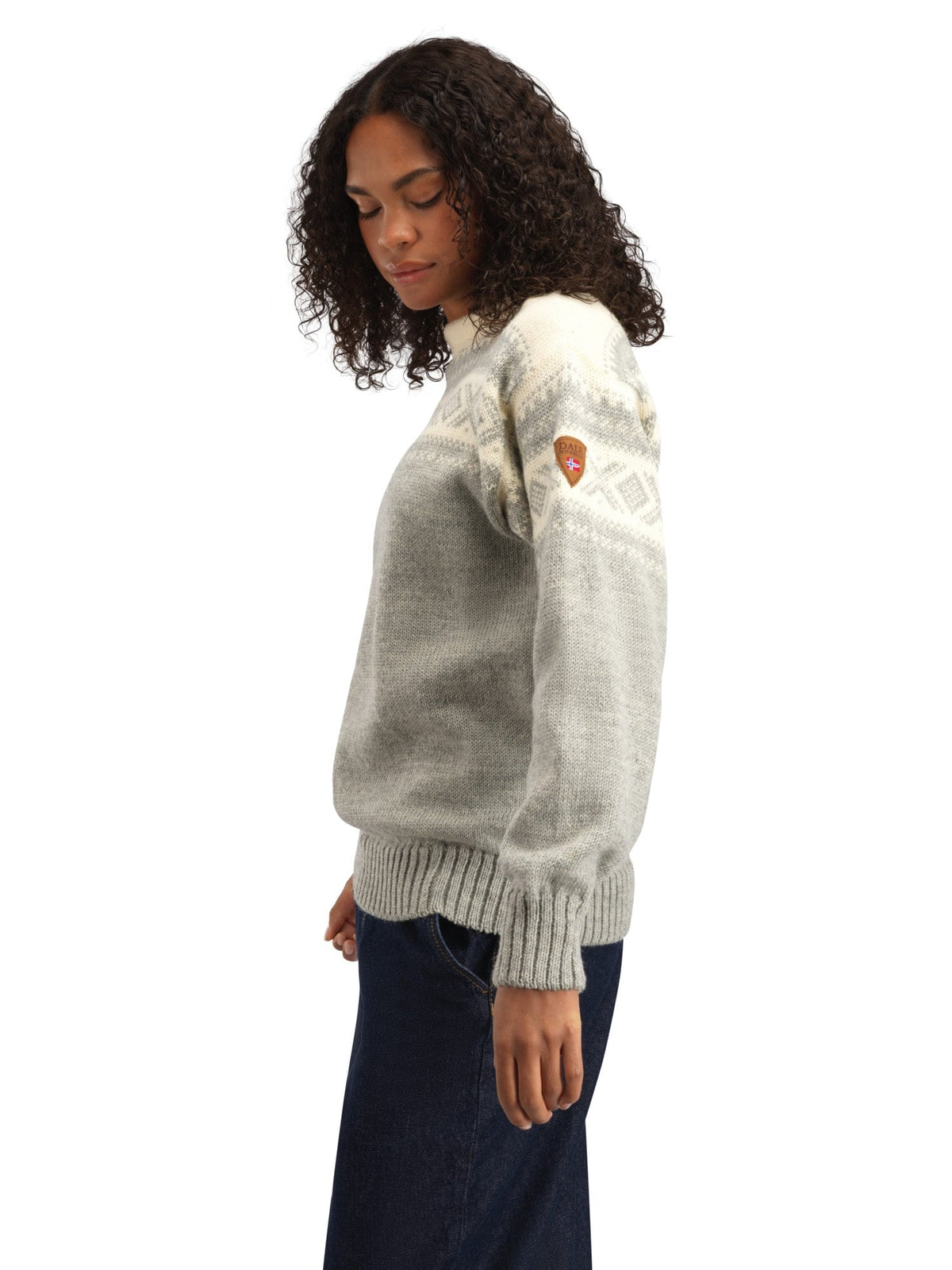 Dale of Norway Men Cortina 1956 Unisex Sweater - Norwegian Wool Light Charcoal Mel Off-white
