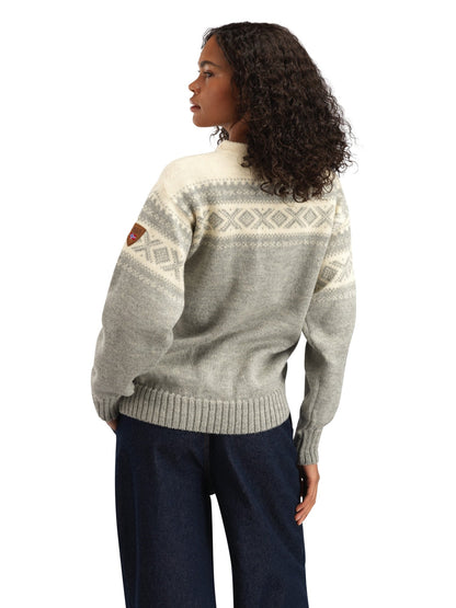 Dale of Norway Men Cortina 1956 Unisex Sweater - Norwegian Wool Light Charcoal Mel Off-white