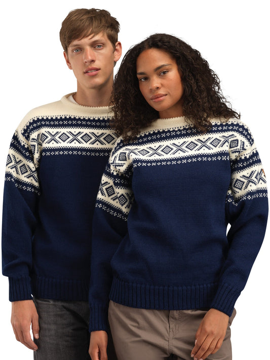 Dale of Norway Men Cortina 1956 Unisex Sweater - Norwegian Wool Navy Off-white
